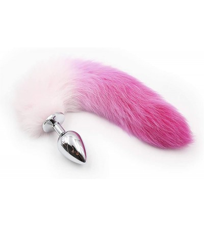 Anal Sex Toys Bunny B-ūtt Artificial Hair Tail Purple Pink Metal Fox Tail Men Women Tail Plug - White red gradual - CV1978KTT...