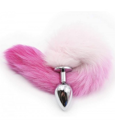 Anal Sex Toys Bunny B-ūtt Artificial Hair Tail Purple Pink Metal Fox Tail Men Women Tail Plug - White red gradual - CV1978KTT...