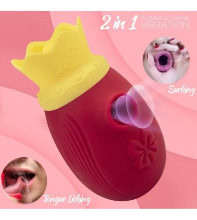 Vibrators 2 in 1 Clitoral Sucking Vibrator & Licking Vibrators with 10 Suction for Double Stimulation- Rechargeable Clit Suck...