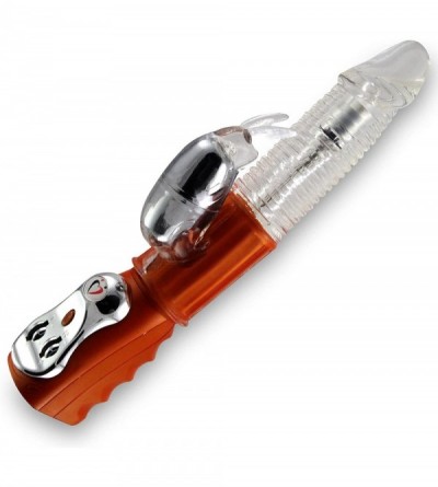 Vibrators Ribbed Rabbit Vibrator Rotating Tip Clear Bundle with Copper Base - Copper - CC11F5RHRA5 $27.15