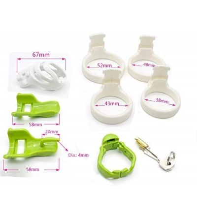 Chastity Devices Male Biosourced Resin Chastity Device Cage Kit Bondage Fetish Locking Restraint (White and Green) - White an...
