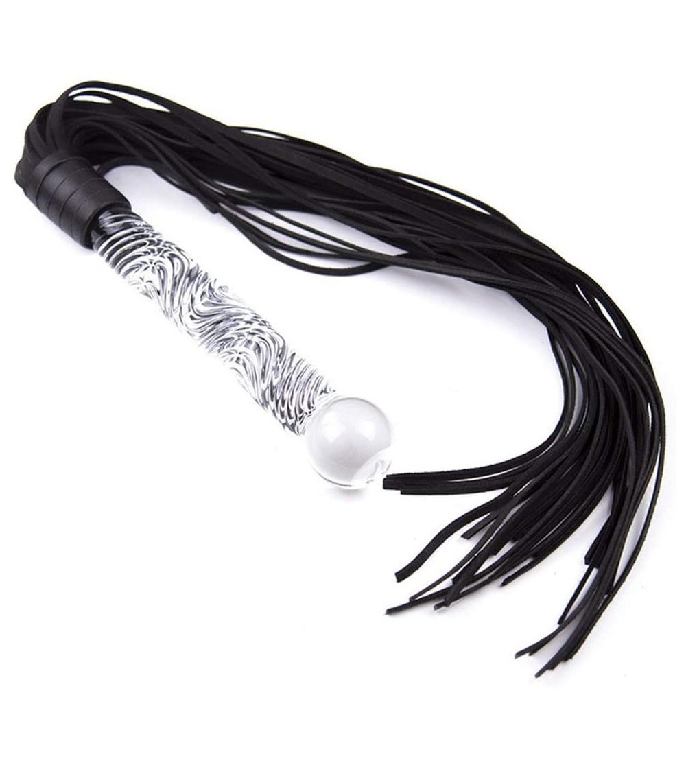 Paddles, Whips & Ticklers Glass Pleasure Wand Butt Plug with Fetish Leather Whip BDSM Whip Flogger - CC19833M509 $43.68