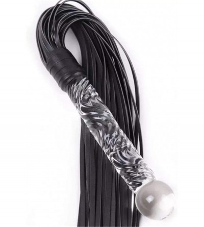 Paddles, Whips & Ticklers Glass Pleasure Wand Butt Plug with Fetish Leather Whip BDSM Whip Flogger - CC19833M509 $43.68