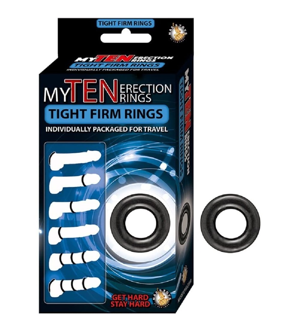 Penis Rings My Ten Erection Rings Tight Firm Rings - Black with Free Bottle of Adult Toy Cleaner - CT18GA44KYN $12.24