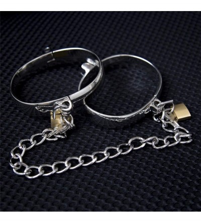 Restraints Metal Handcuffs and Shackles with Copper Locks and Iron Chain Stage Props Couple Role-Playing Props Alternative To...