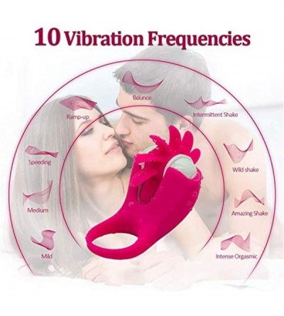 Penis Rings Rotation Oral Tongue Licking Vibrator Penis Locking Ring-Vagina Clitoris Breast Stimulate Sex Toys for Couples Fl...