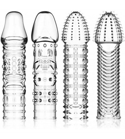 Pumps & Enlargers 4 Pcs Silicone Penis Sleeves Reusable Condoms Cock Enlarger Penis Extender Prolong Erection Sex Toy for Men...