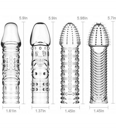 Pumps & Enlargers 4 Pcs Silicone Penis Sleeves Reusable Condoms Cock Enlarger Penis Extender Prolong Erection Sex Toy for Men...