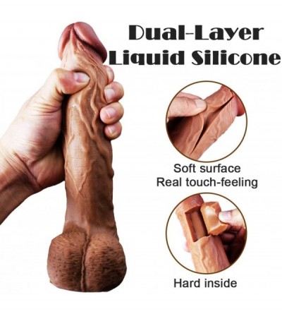 Dildos 9 Inch Realistic Dildo Dual Density Liquid Silicone Cock with Strong Suction Cup-Lifelike Penis Sex Toy Flexible Femal...