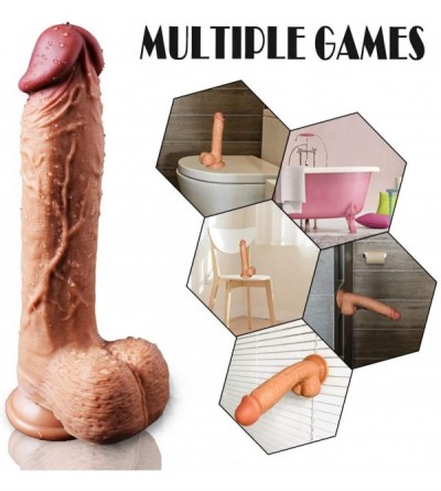 Dildos 9 Inch Realistic Dildo Dual Density Liquid Silicone Cock with Strong Suction Cup-Lifelike Penis Sex Toy Flexible Femal...