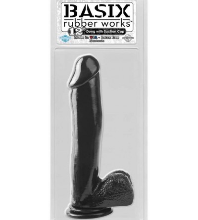 Dildos Basix Rubber Works - Huge 12 Inch Dong with Suction Cup- Black - C91105WJM9Z $26.43