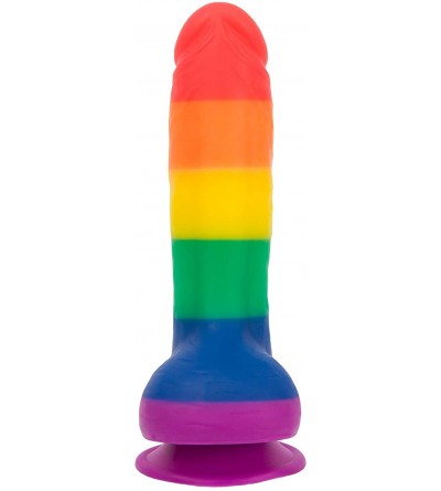 Anal Sex Toys 8 inch Rainbow Striped Silicone Dildo with Suction Cup- Pride Colors- Harness Compatible- Adult Sex Toy - CI18H...