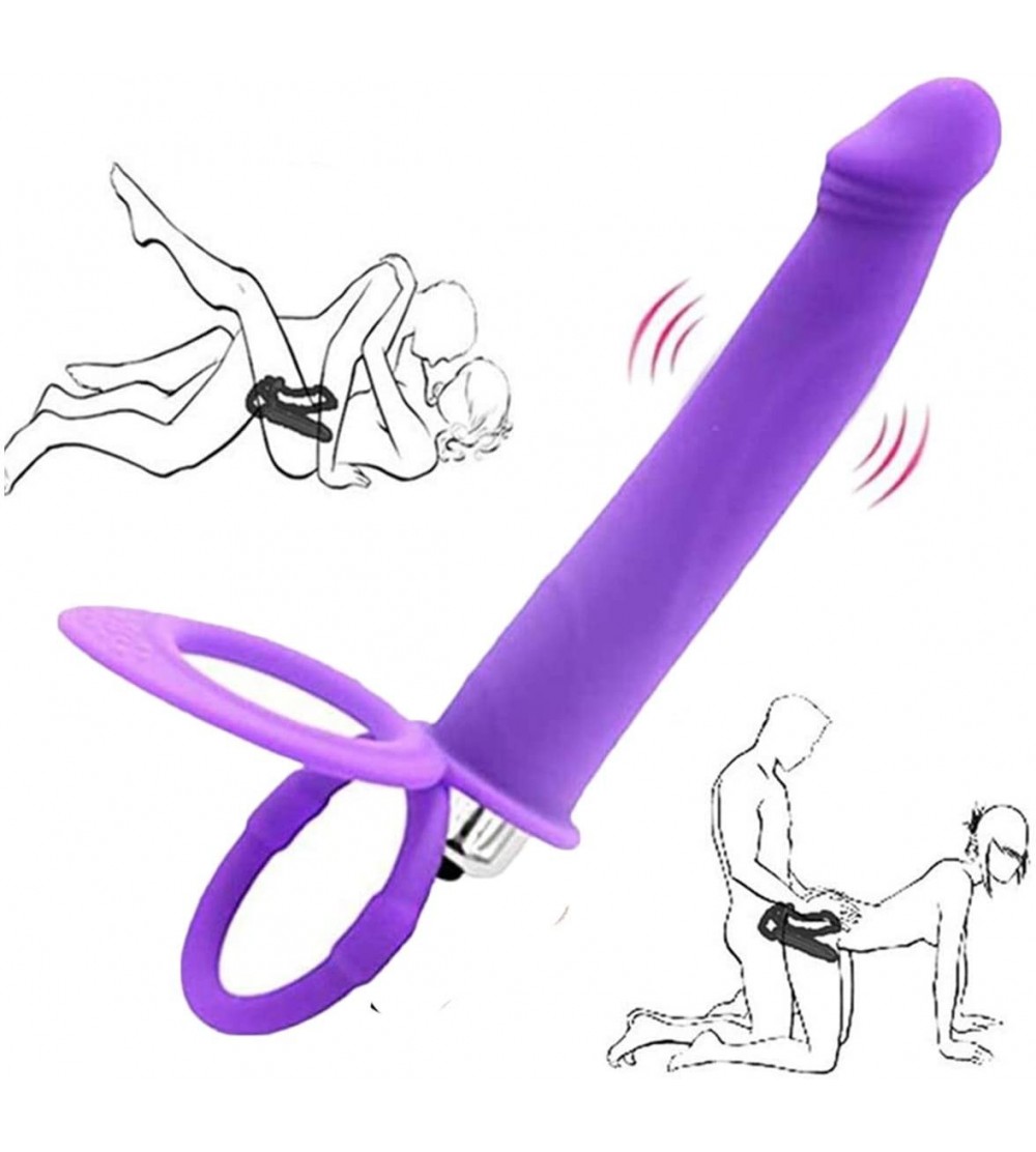 Dildos 10 Speed Vibrating Double Penetration Strapon Anal Dildo - CY18H08Q0IW $29.09