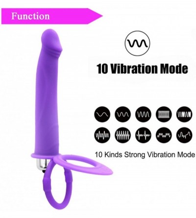 Dildos 10 Speed Vibrating Double Penetration Strapon Anal Dildo - CY18H08Q0IW $29.09