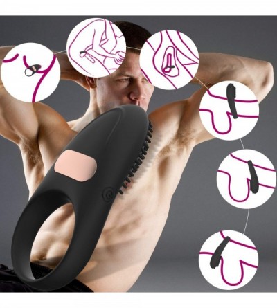 Penis Rings 2 in 1 Silicone Penis Ring Vibrator with 12 Vibration Modes Rechargeable Cock Ring Male Erection Enhancer & Femal...