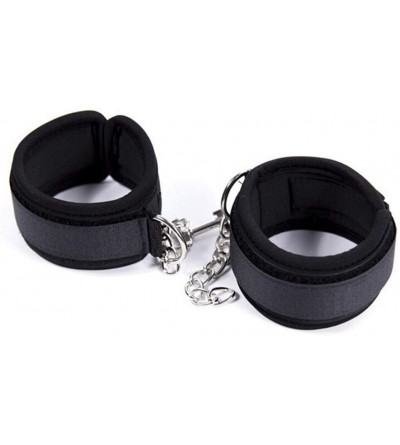 Restraints Adjustable Plush Leather Slave Wrist & Ankle Handcuffs Hand Restraints Toy(Black) - CV18LQM29WC $9.80