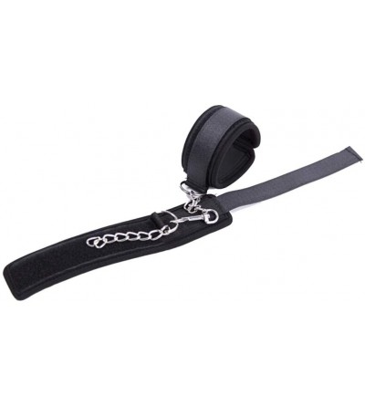 Restraints Adjustable Plush Leather Slave Wrist & Ankle Handcuffs Hand Restraints Toy(Black) - CV18LQM29WC $9.80