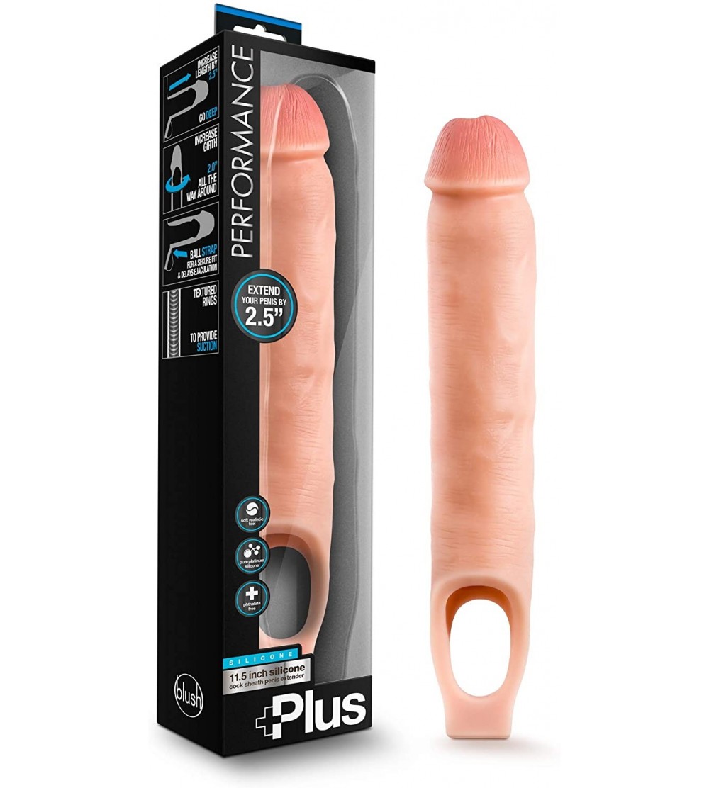 Penis Rings Performance Plus 11.5 Inch Silicone Cock Sheath Penis Extender- Sex Toy for Adults- Sex Toy for Men- Vanilla - CX...