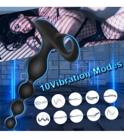 Anal Sex Toys Vibrating Anal Beads Butt Plug- Rechargeable Silicone Anal Vibrator with 10 Vibration Modes Graduated Design Wa...