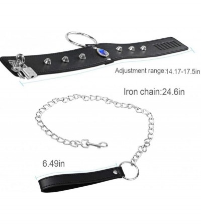 Restraints Leather Collar with Chain Neck Ring Restraint Choker Bondage Necklace BDSM Fetish Sex Toy for Men Women - CG12LUF3...