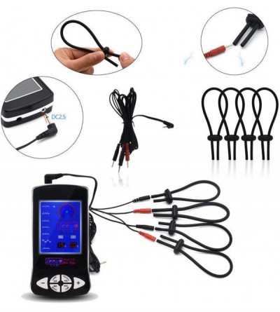 Penis Rings Luxury Estim Sex Electric Stimulation Set with 6 * Accessories- Electro Shock Anal Plug Anal Dildo Cock Ring Nipp...