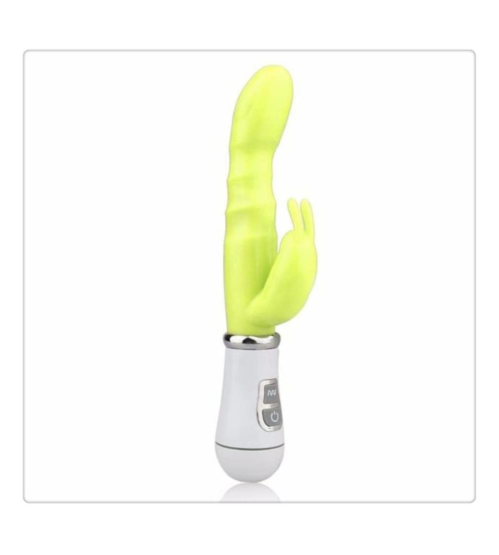Vibrators Waterproof Multispeed Powerful Rabbit Dildo Vibrator Double G-spot Massager Adult Sex Toy for Couples - Green - C11...