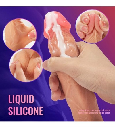 Dildos G-spot Thrusting Dildo Vibrator for Beginners- Liquid Silicone Telescopic Dildo with Rotation and Heating- Wireless Re...