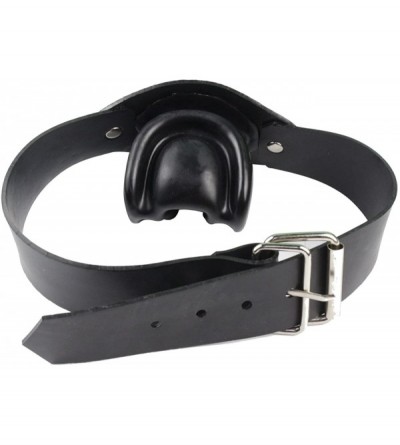 Gags & Muzzles Latex Mask with Bite Gags Belt Bondage with Red Mouth Lip Facing Tongue - Black - CG126CBP1AF $26.80