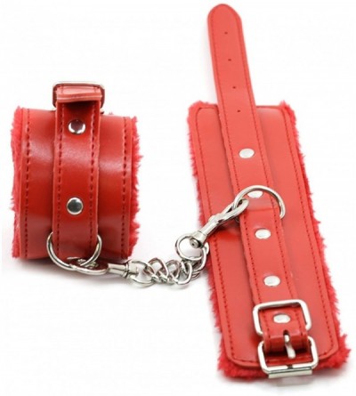 Restraints Leather Handcuffs Adjustable and Sleep mask Suit for Him or Her - Red - CG19I5QN9X0 $29.16