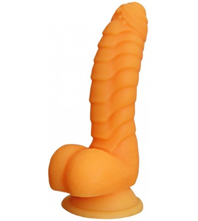 Dildos Realistic Silicone Dildo- Body Safe Soft Penis Adult Sex Toys- Suction Cup Anal Plug for Vaginal G-Spot(Orange) - Oran...