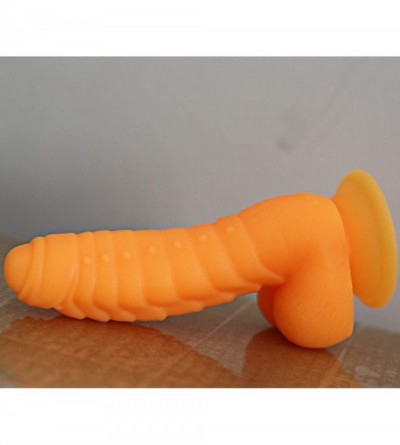 Dildos Realistic Silicone Dildo- Body Safe Soft Penis Adult Sex Toys- Suction Cup Anal Plug for Vaginal G-Spot(Orange) - Oran...