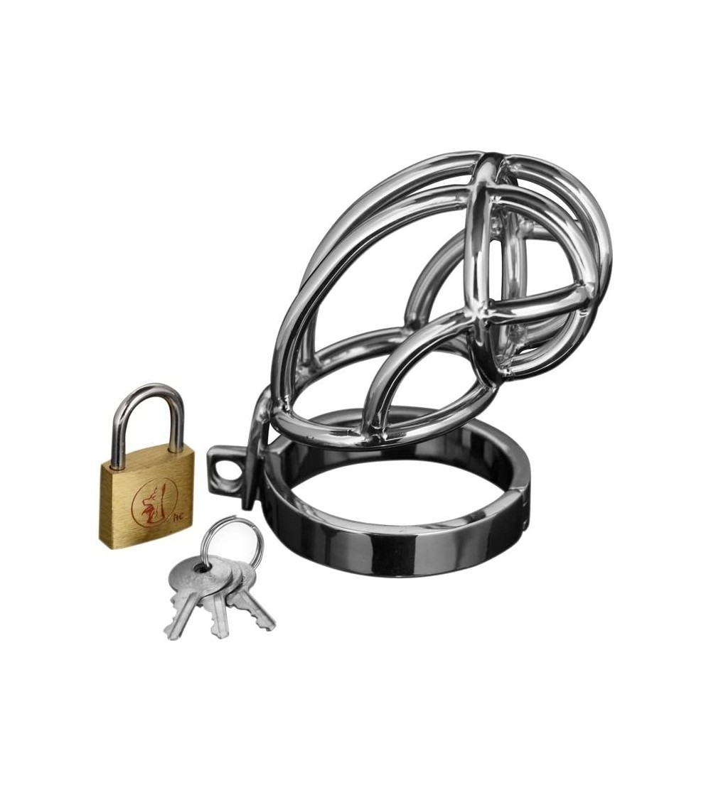 Chastity Devices Captus Stainless Steel Locking Male Chastity Cage - CP11EF6IFI1 $89.34