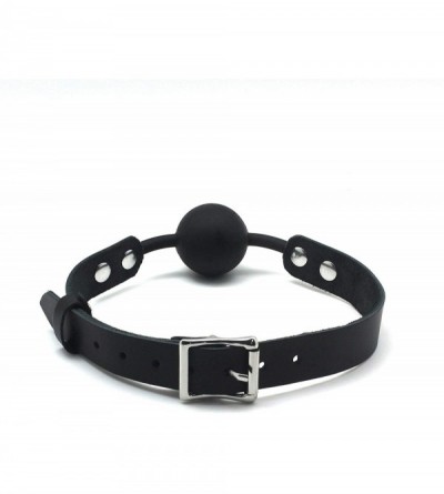 Gags & Muzzles Black Soft Silicone Bite Ball with Leather Strap - CG192I5QS3O $26.49