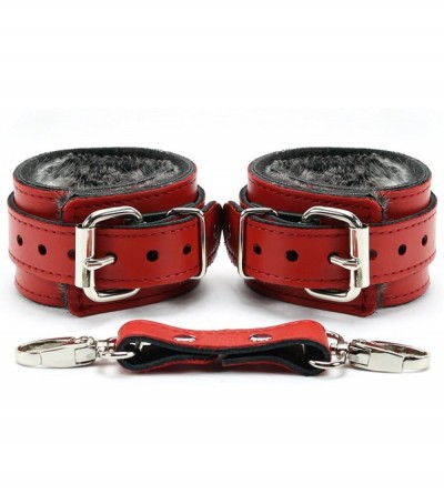 Restraints Bonn Wrist and Ankle Cuffs Handmade Full Grain Leather Restraints (Red- Wrist) - Red - C91887COOM0 $84.10