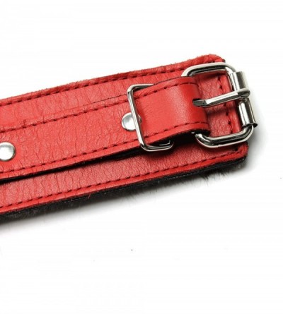 Restraints Bonn Wrist and Ankle Cuffs Handmade Full Grain Leather Restraints (Red- Wrist) - Red - C91887COOM0 $84.10