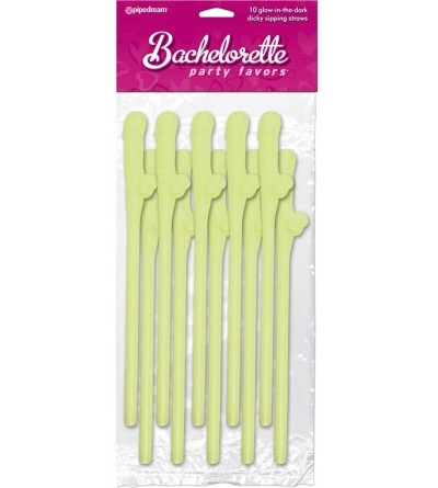 Novelties Bachelorette Party Glow in the Dark Pecker Straws - 10 Straws - Glow - CV12FCCLJMZ $8.69