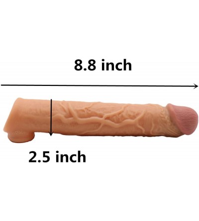 Pumps & Enlargers Expedite Shipping Skin 8.8 Inch Medical Silicone Penile Condom Lifelike Fantasy Sex Male Chastity Toys Leng...