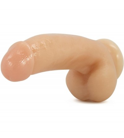 Dildos 7" Realistic Curved Dildo - Cock and Balls Dong - Suction Cup Harness Compatible - Sex Toy for Women - Sex Toy for Adu...