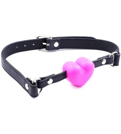 Gags & Muzzles Beginner Breathable Silicone Heart Open Locking Mouth Gags- Strapped Gags Ball Sex Toy - CM12NUT85XP $9.16