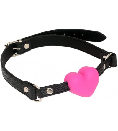 Gags & Muzzles Beginner Breathable Silicone Heart Open Locking Mouth Gags- Strapped Gags Ball Sex Toy - CM12NUT85XP $22.29