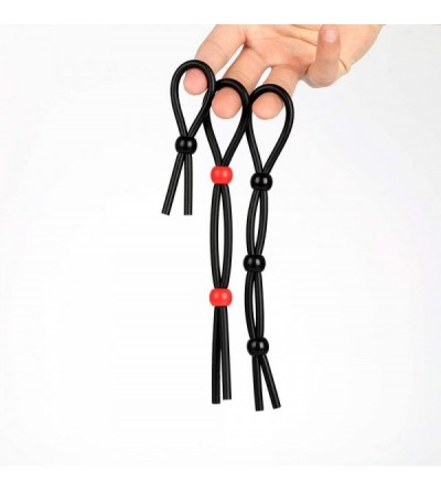 Penis Rings Adjustable Rope Rings for Men-Soft Silicone Ring(Set of 3) Black&red - CL1962CI725 $24.24