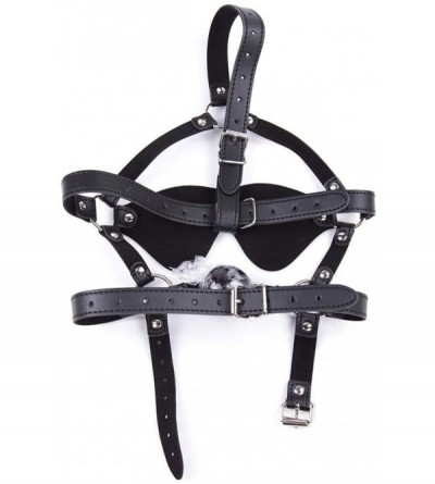 Gags & Muzzles Hollow Mouth Ball Leather Harness Blindfolded Creative Mouth Plug - Black-solid mouthball - CC196DI4S5W $42.41
