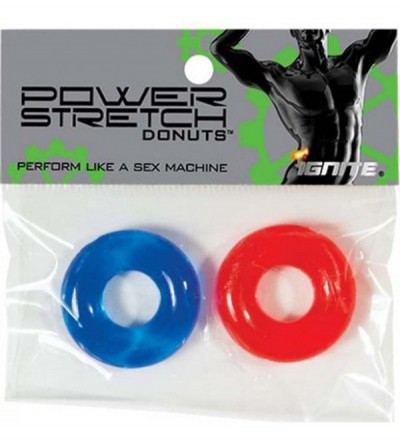 Penis Rings Power Stretch Donuts - 2 Pack - Red and Blue - CJ11HWB16QT $5.97
