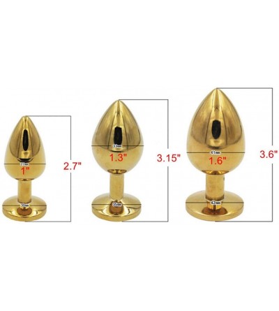Anal Sex Toys 3PCS Golden Steel Metal Plated Jeweled Anal Plug Diamonds Jeweled Sexy Anal Stopper - CC11SJEKMCR $37.14