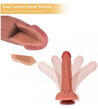 Dildos Liquid Silicone G-spot Stimulator- 9.8 inch Double Layered Fake Penis with Strong Suction Cup for Hands-Free Play- Hug...