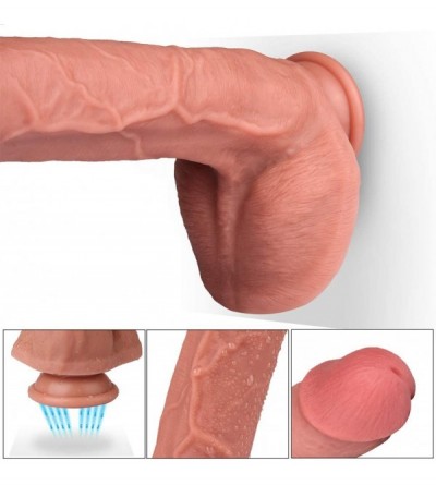 Dildos Liquid Silicone G-spot Stimulator- 9.8 inch Double Layered Fake Penis with Strong Suction Cup for Hands-Free Play- Hug...