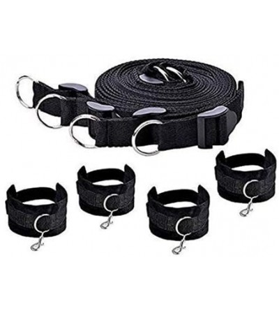 Restraints Soft and Comfortable Bed Set with Adjustable Ankle Wrist Cuffs- Black Nylon Straps - C6193YY2Y3H $27.01