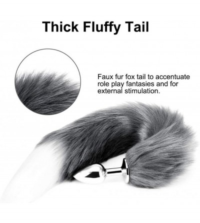 Anal Sex Toys Anal Butt Plug Stainless Steel Anal Stopper Smooth Anus Toy with Faux Fox Tail - C918DCIAUXW $27.40