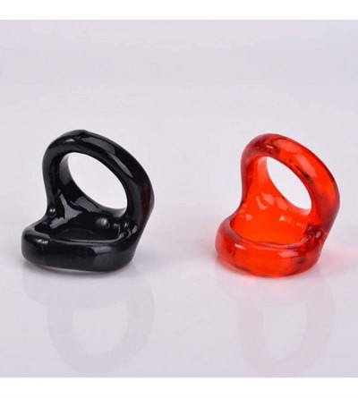 Penis Rings Soft Flexible Men Delay Ejaculation Double Cock Ring Penis Lock Adult Sex Toy - Red - Black - C118WW3ZX9K $18.74