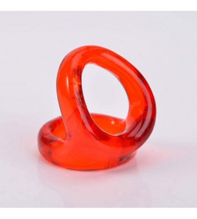 Penis Rings Soft Flexible Men Delay Ejaculation Double Cock Ring Penis Lock Adult Sex Toy - Red - Black - C118WW3ZX9K $18.74
